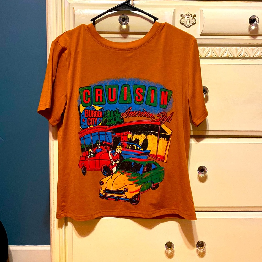 The brand is SOLY HUX. It’s also a medium and the color is yellow with brown.